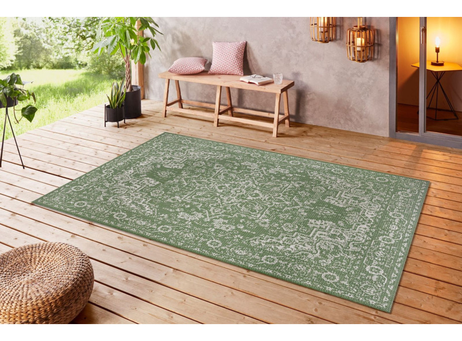 Kusový orientálny koberec Flatweave 104810 Green/Cream