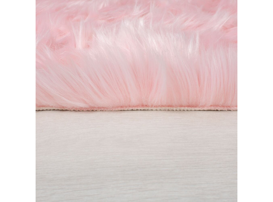 Kusový koberec Faux Fur Sheepskin Pink circle