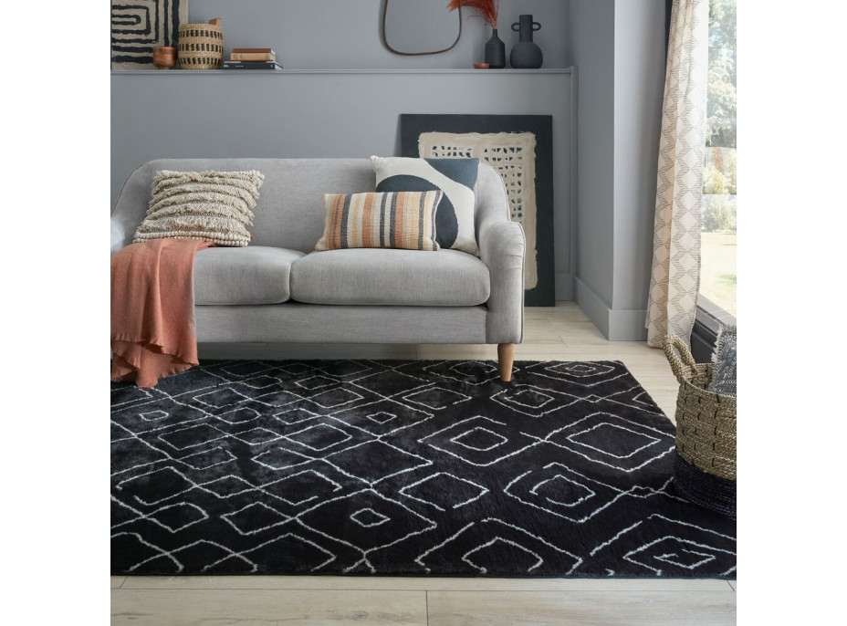 Kusový koberec Furber Imran Fur Berber Black/Ivory