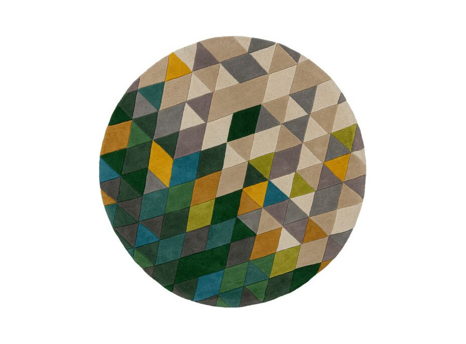 Ručne všívaný kusový koberec Illusion Prism Green/Multi circle