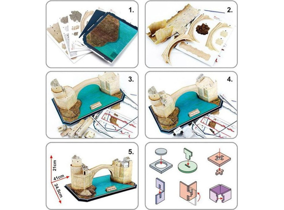 EDUCATOR 3D puzzle Oblúkový most v Mostare, Bosne a Hercegovine 64 dielikov