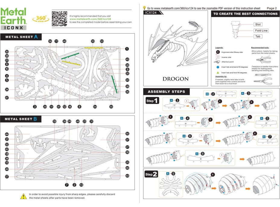 METAL EARTH 3D puzzle Hra o tróny: Drogon (ICONX)