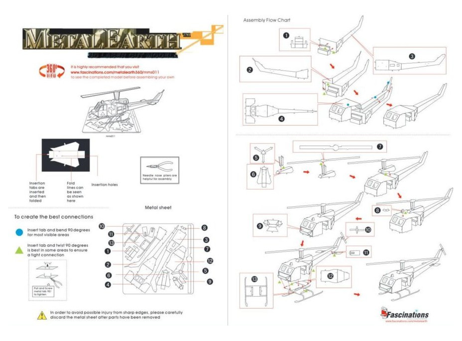 METAL EARTH 3D puzzle Vrtuľník Bell UH-1 Huey