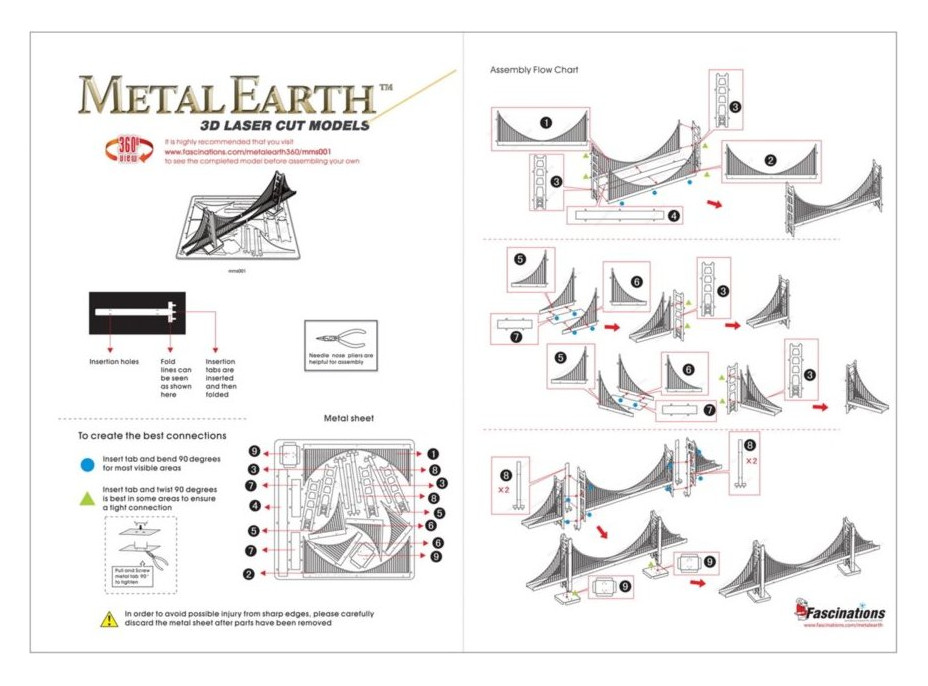 METAL EARTH 3D puzzle Most Golden Gate (zlatý)