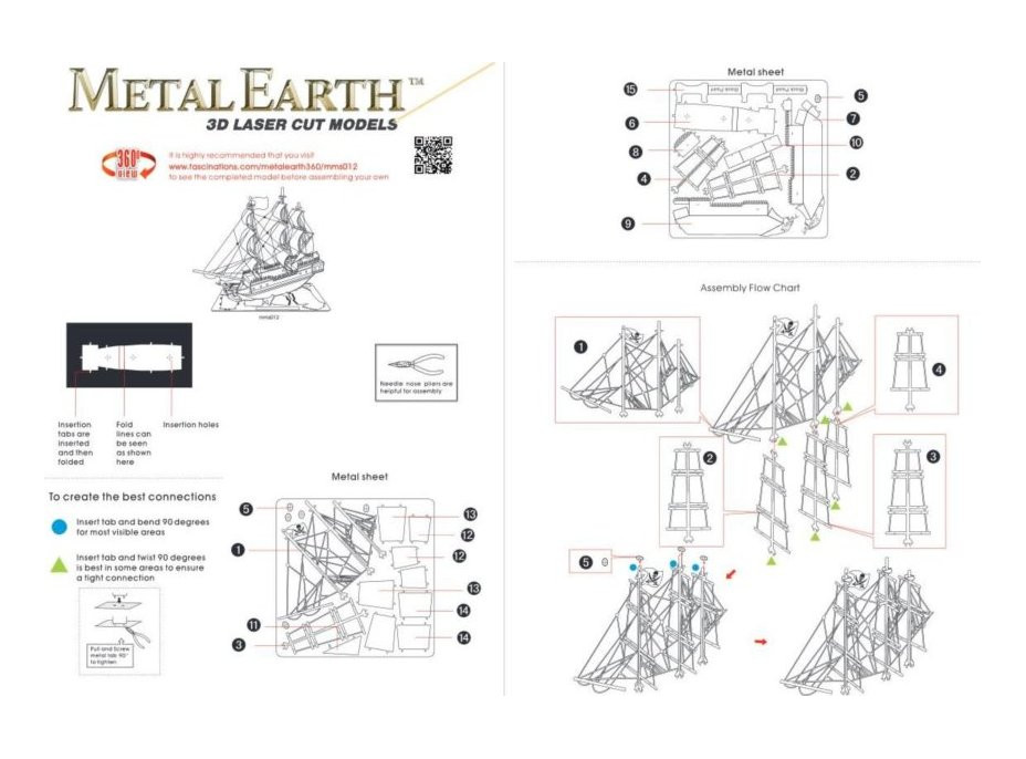 METAL EARTH 3D puzzle Black Pearl (Čierna perla)