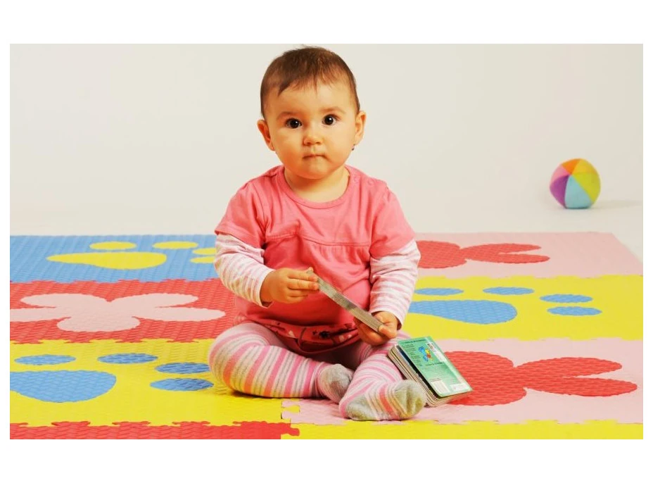 Penový BABY koberec s okrajmi - ružová, červená