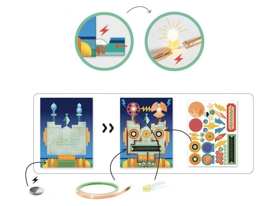 DJECO Svetielkujúce obrázky Roboti