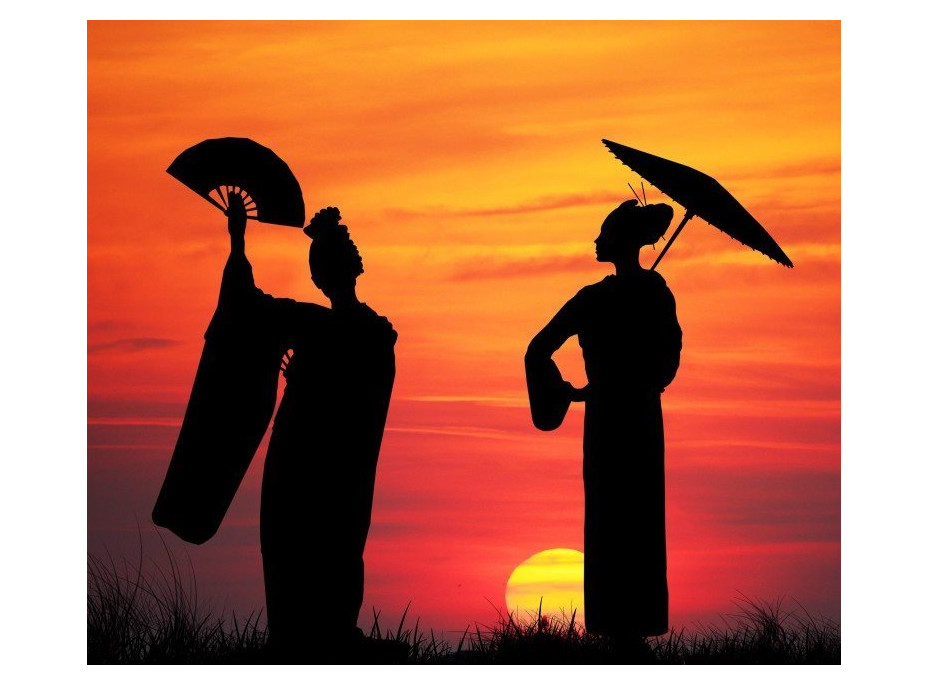 GRAFIKA Štvorcové puzzle Gejše pri západe slnka 1000 dielikov