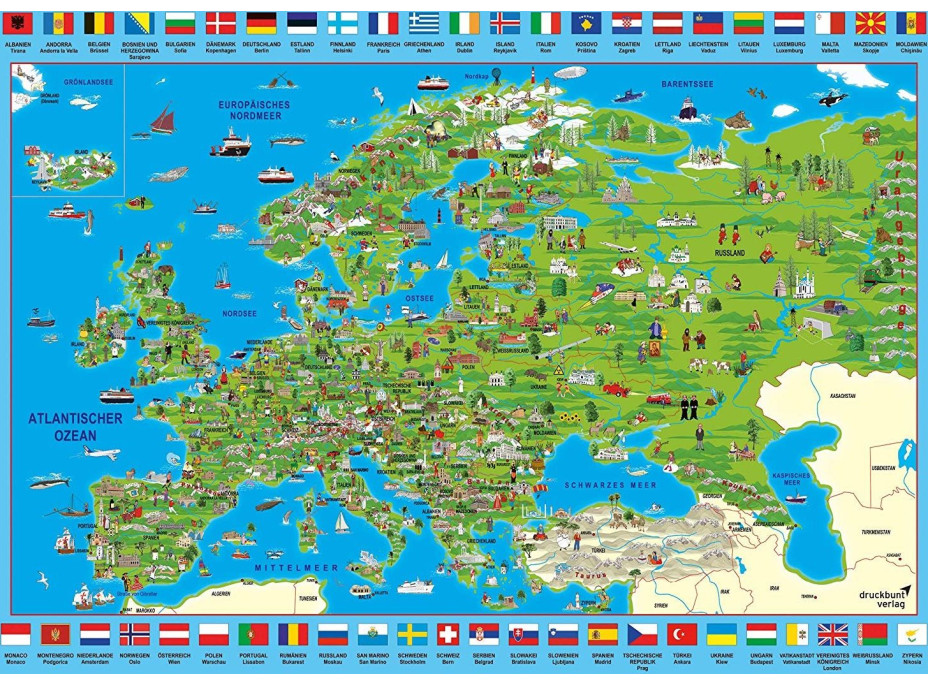 SCHMIDT Puzzle Ilustrovaná mapa Európy 500 dielikov