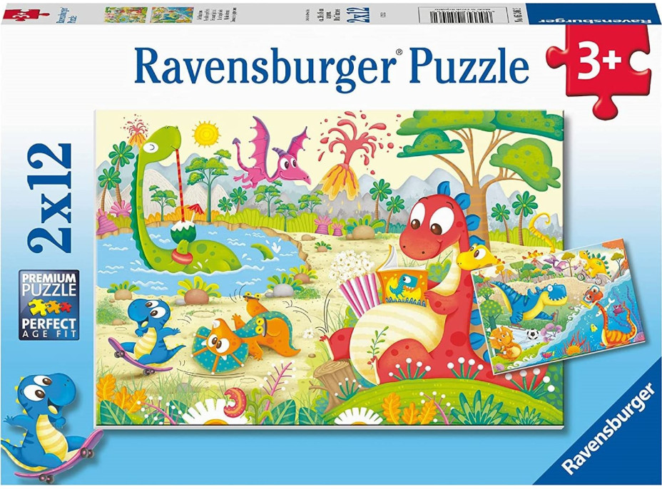 RAVENSBURGER Puzzle Obľúbení dinosaury 2x12 dielikov