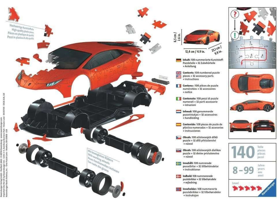 RAVENSBURGER 3D puzzle Lamborghini Huracan 108 dielikov