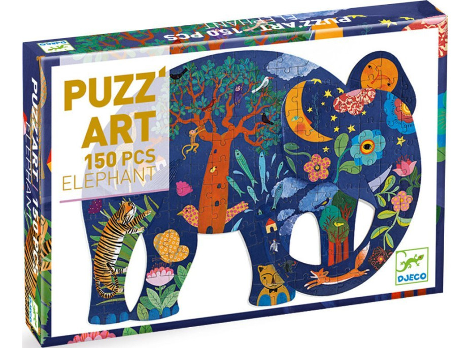 DJECO Obrysové puzzle Slon 150 dielikov