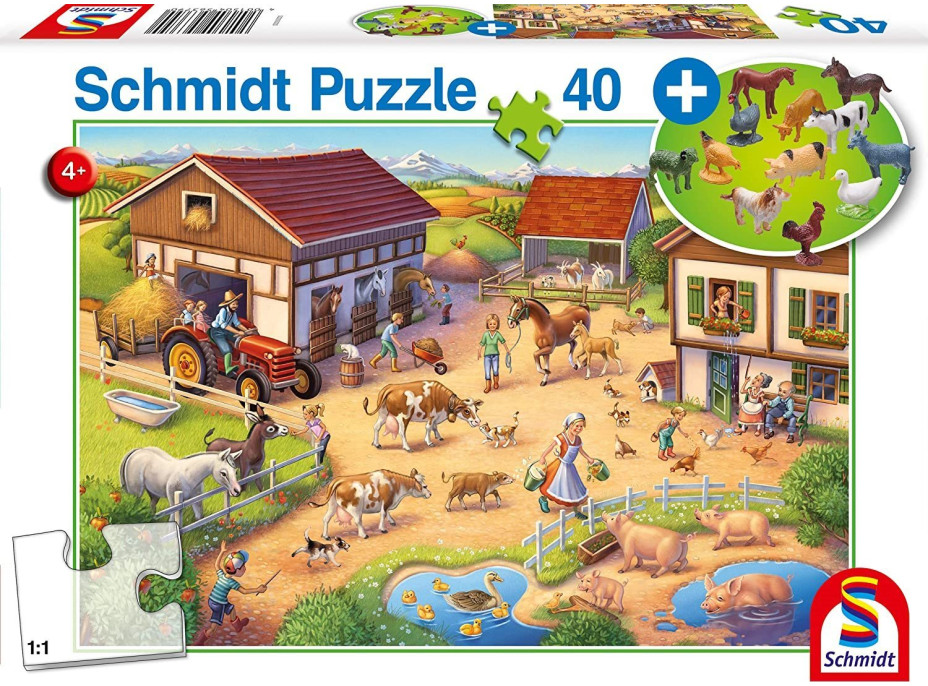 SCHMIDT Puzzle Farma 40 dielikov + figúrky zvierat