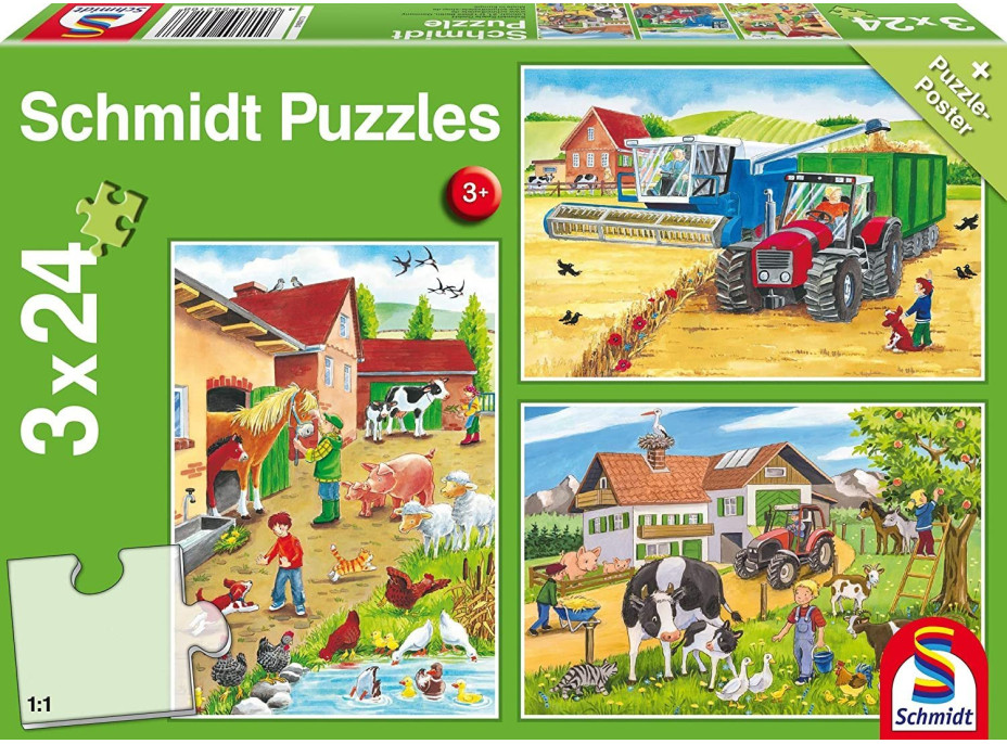 SCHMIDT Puzzle Na farme 3x24 dielikov