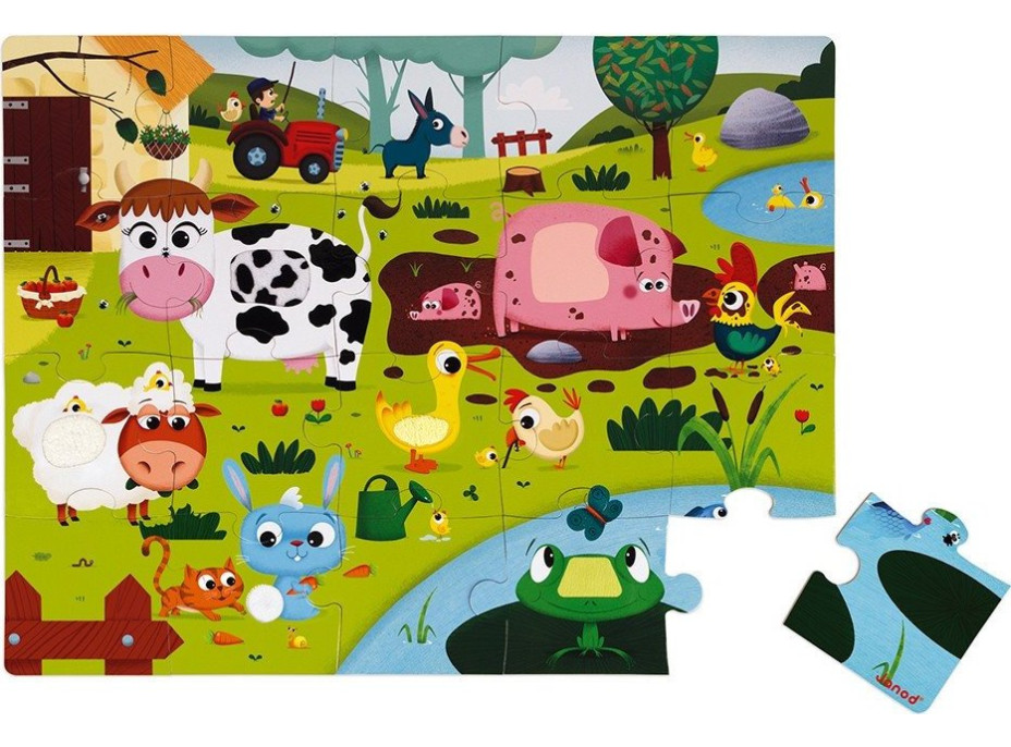 JANOD Hmatové puzzle Zvieratká na farme 20 dielikov