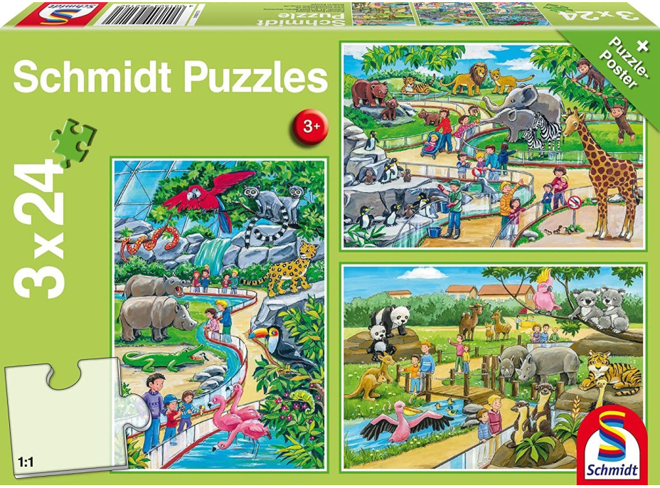 SCHMIDT Puzzle Deň v zoo 3x24 dielikov