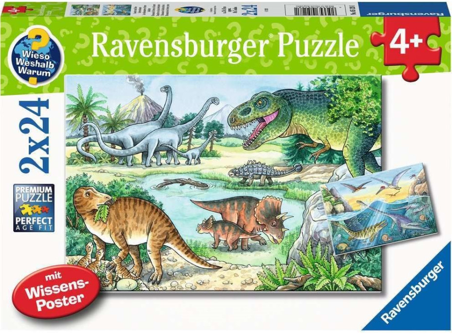 RAVENSBURGER Puzzle Svet dinosaurov 2x24 dielikov