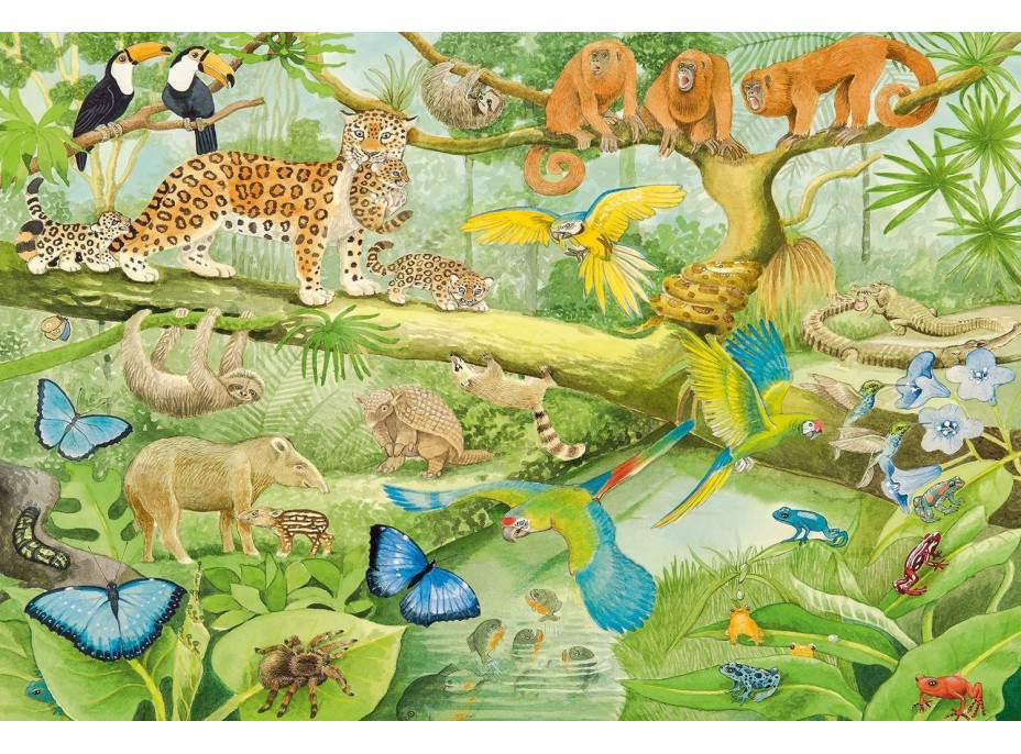 SCHMIDT Puzzle Zvieratá v džungli 100 dielikov