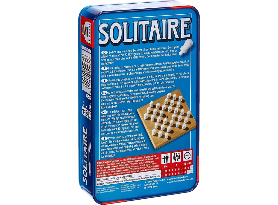 SCHMIDT Hra Solitaire v plechovej krabičke