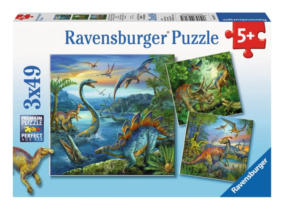 RAVENSBURGER Puzzle Úžasní dinosaury 3x49 dielikov