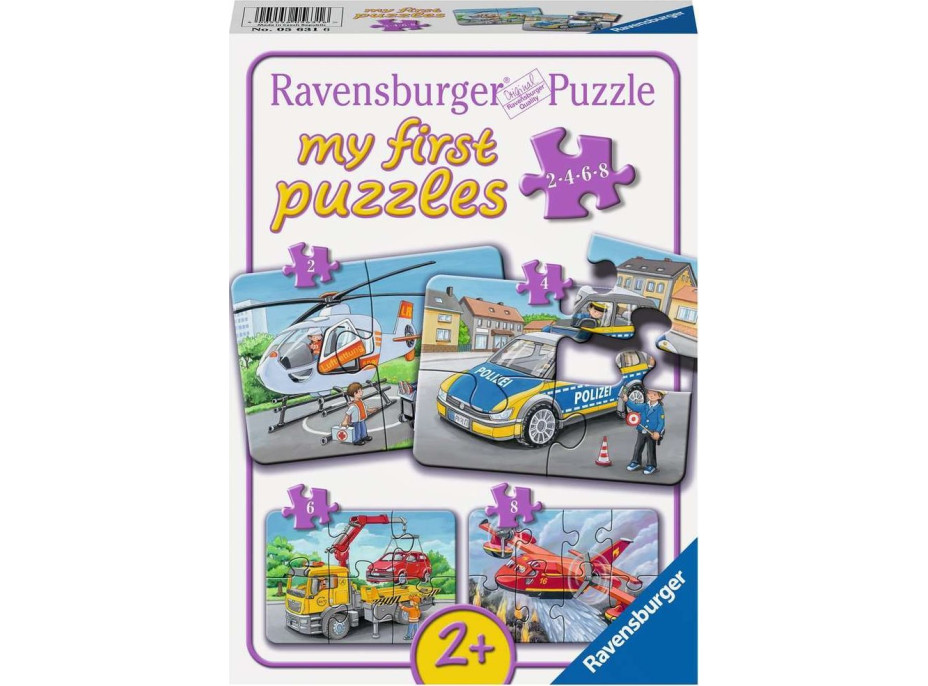 RAVENSBURGER Moje prvé puzzle Zásahové vozidlá 4v1 (2,4,6,8 dielikov)