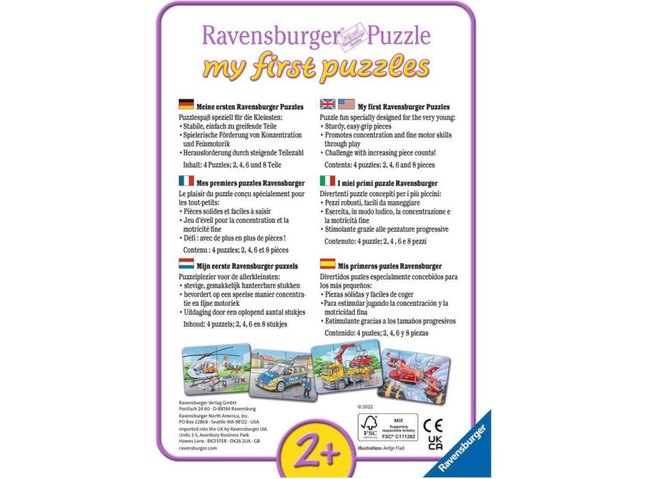 RAVENSBURGER Moje prvé puzzle Zásahové vozidlá 4v1 (2,4,6,8 dielikov)