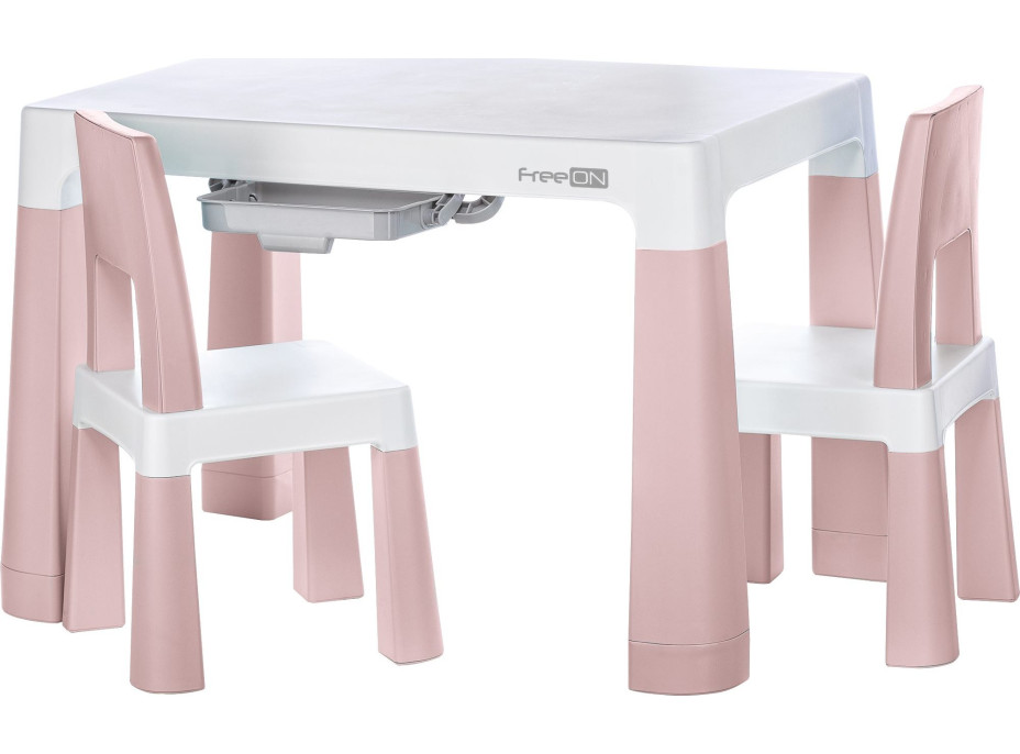 FREEON Plastový stolík so stoličkami Neo, biela, ružová
