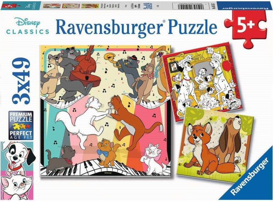 RAVENSBURGER Puzzle Disney Classics: Zvieratká v dobrej nálade 3x49 dielikov