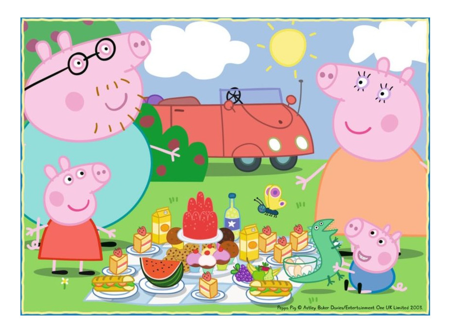 RAVENSBURGER Puzzle Prasiatko Peppa: Zábavné dni 4v1 (12,16,20,24 dielikov)