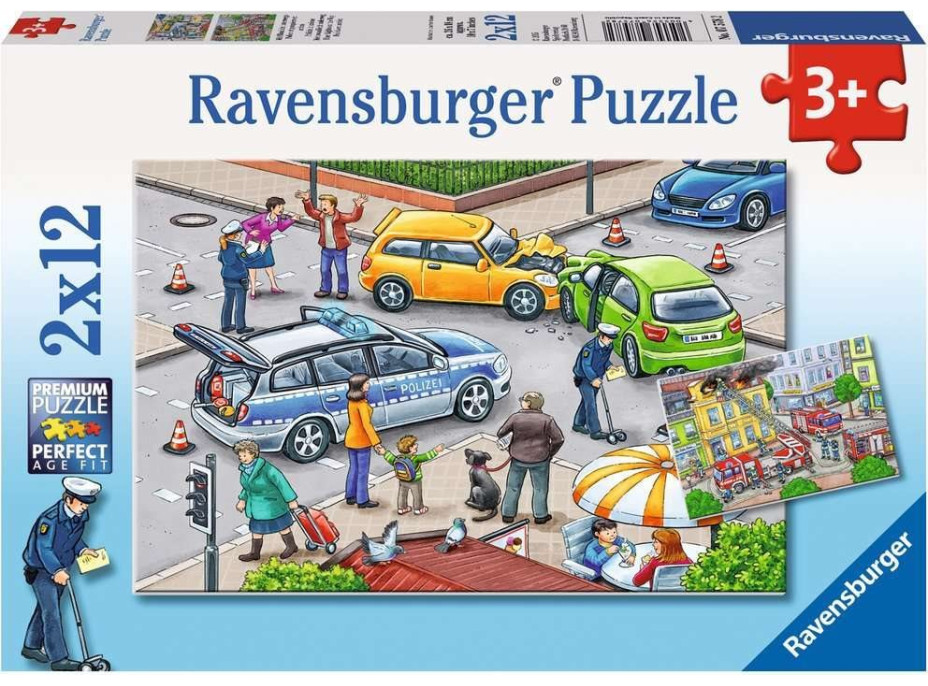 RAVENSBURGER Puzzle S modrým svetlom na cestách 2x12 dielikov