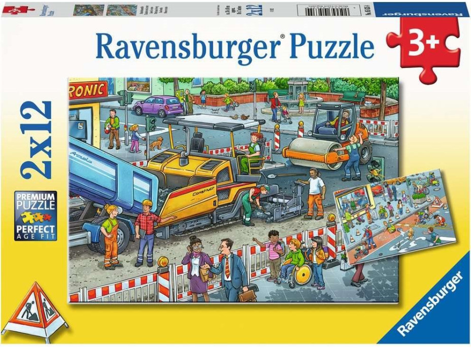 RAVENSBURGER Puzzle Stavebné práce 2x12 dielikov