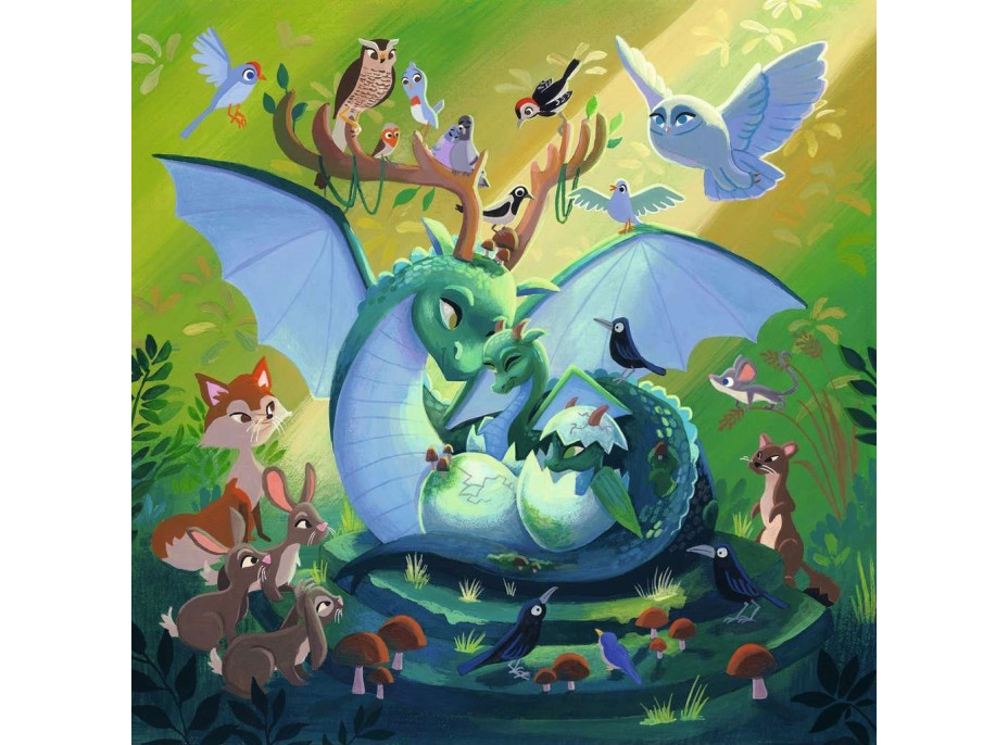 RAVENSBURGER Puzzle Víly, drak a jednorožec 3x49 dielikov