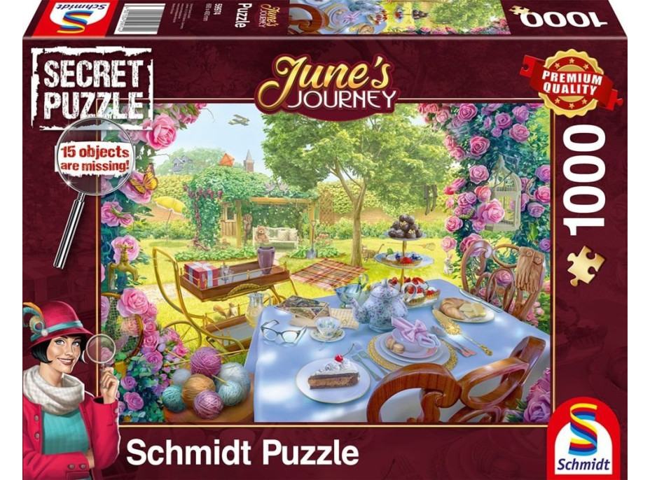 SCHMIDT Secret puzzle June&#39;s Journey: Čaj v záhrade 1000 dielikov