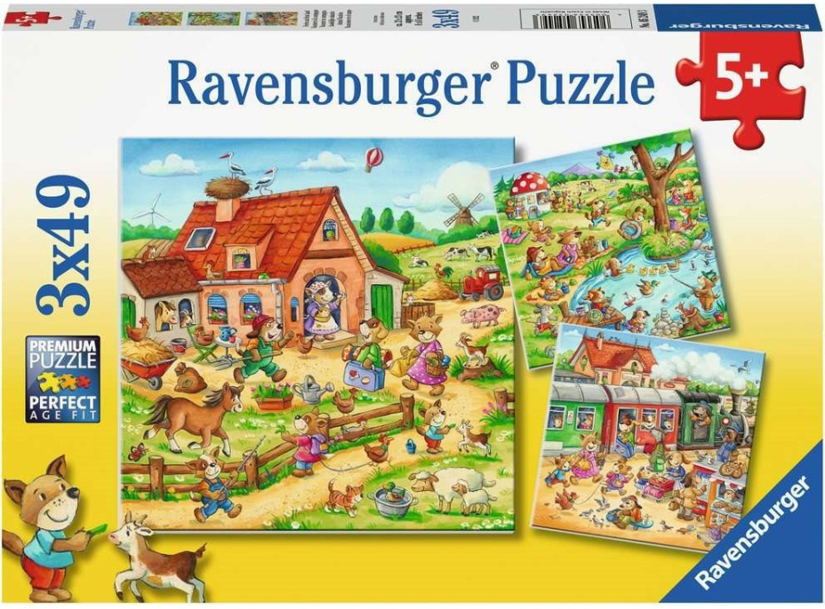 RAVENSBURGER Puzzle Prázdniny na vidieku 3x49 dielikov