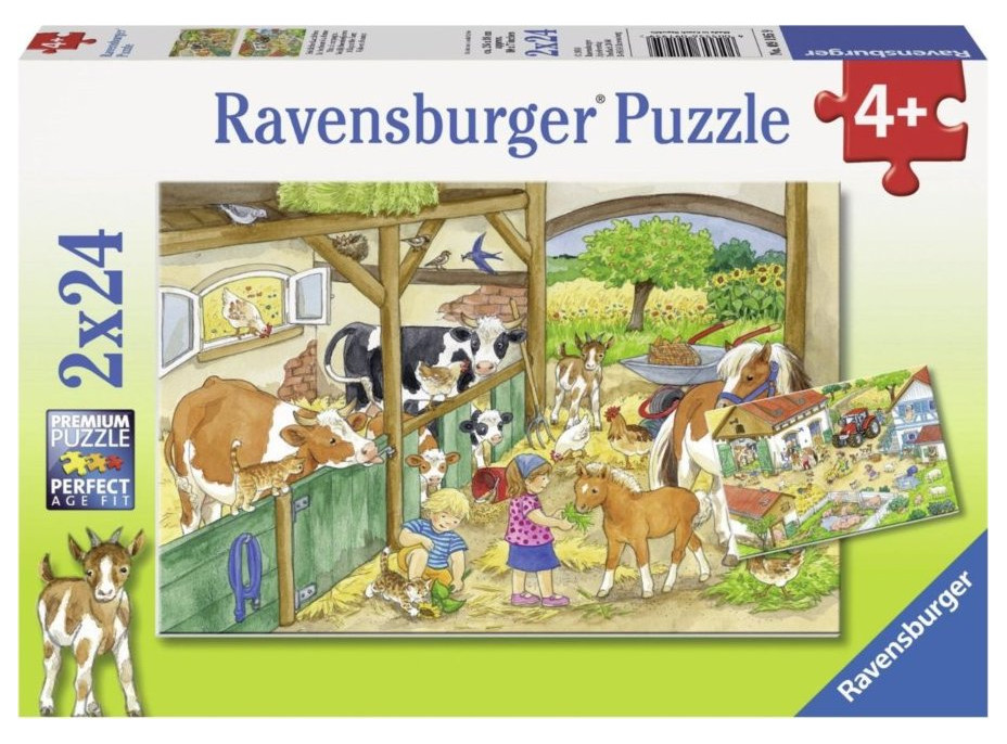 RAVENSBURGER Puzzle Deň na farme 2x24 dielikov