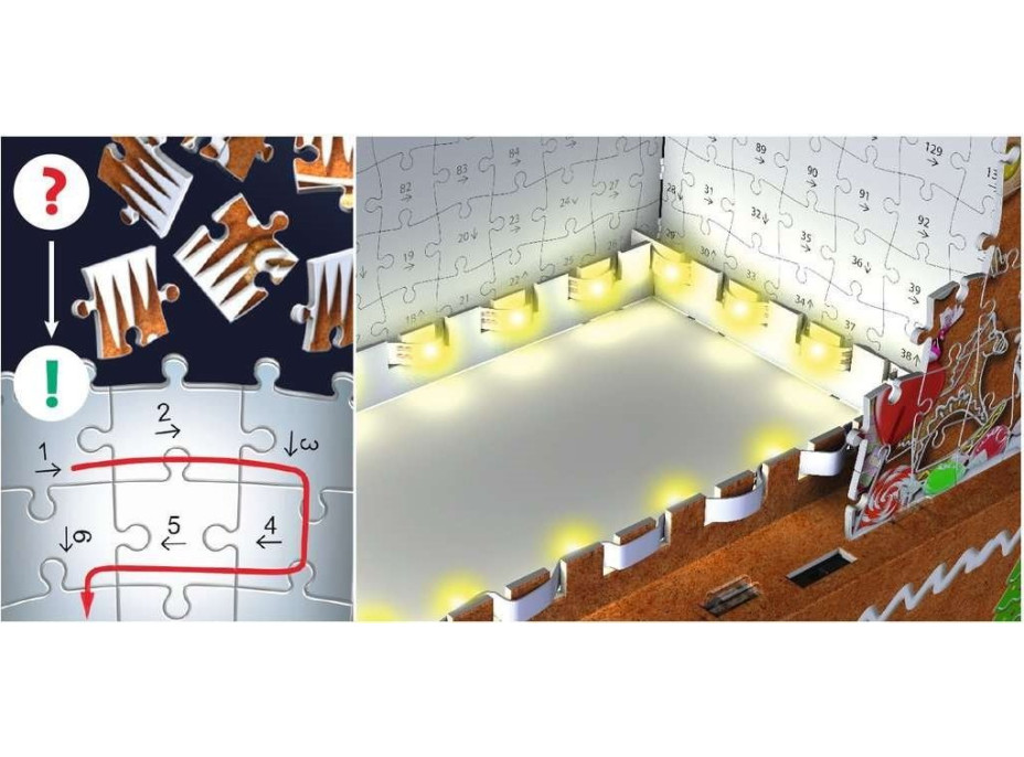 RAVENSBURGER Svietiace 3D puzzle Nočná edícia Perníková chalúpka 216 dielikov