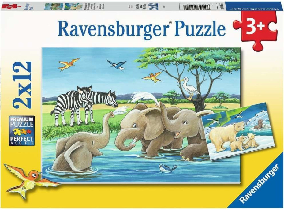 RAVENSBURGER Puzzle Mláďatá zvierat 2x12 dielikov