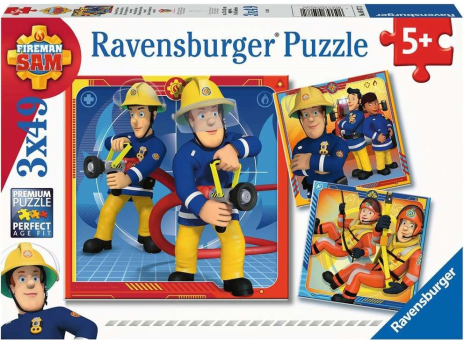 RAVENSBURGER Puzzle Požiarnik Sam: Do akcie! 3x49 dielikov
