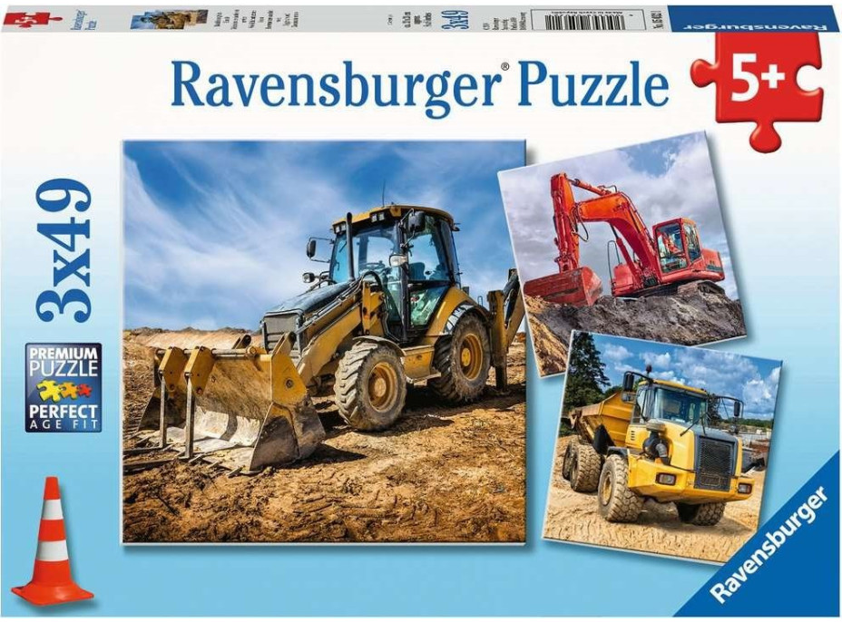 RAVENSBURGER Puzzle Stavebné stroje 3x49 dielikov