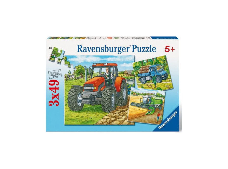 RAVENSBURGER Puzzle Poľnohospodárske stroje 3x49 dielikov