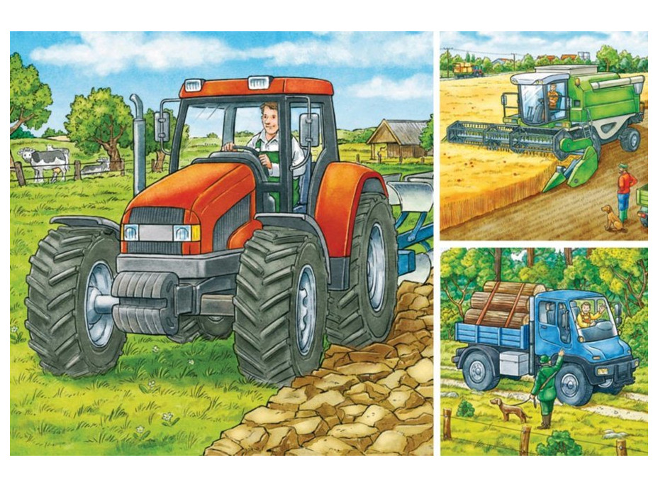 RAVENSBURGER Puzzle Poľnohospodárske stroje 3x49 dielikov