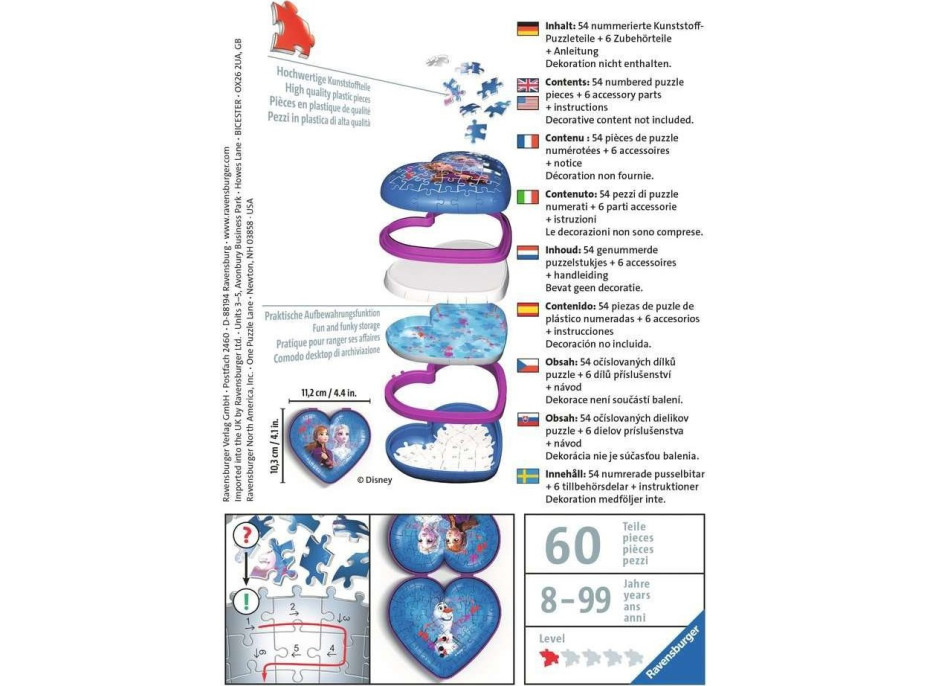 RAVENSBURGER 3D puzzle Srdce Ľadové kráľovstvo 2, 54 dielikov