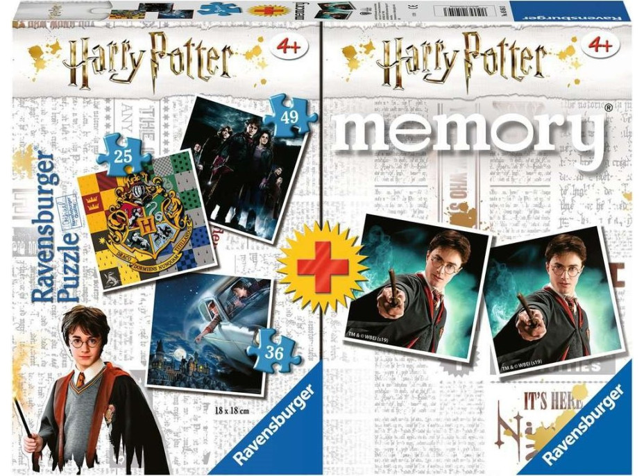 RAVENSBURGER Puzzle Harry Potter 3v1 (25,36,49 dielikov) + pexeso