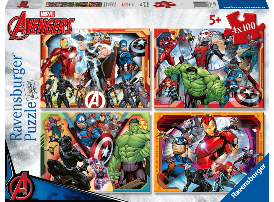 RAVENSBURGER Puzzle Mocný Avengers 4x100 dielikov