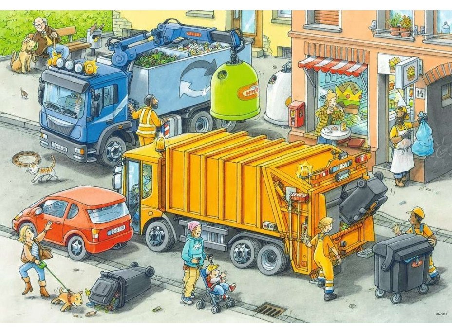 RAVENSBURGER Puzzle Smetiari a odťahový automobil 2x24 dielikov