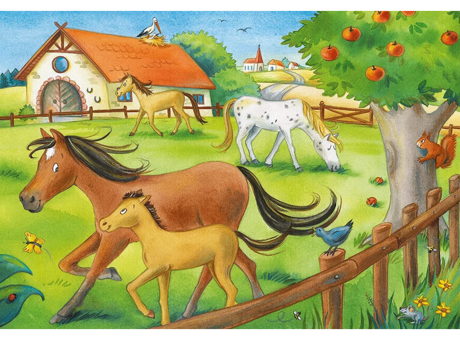 RAVENSBURGER Puzzle Prázdniny na statku s koňmi 2x12 dielikov