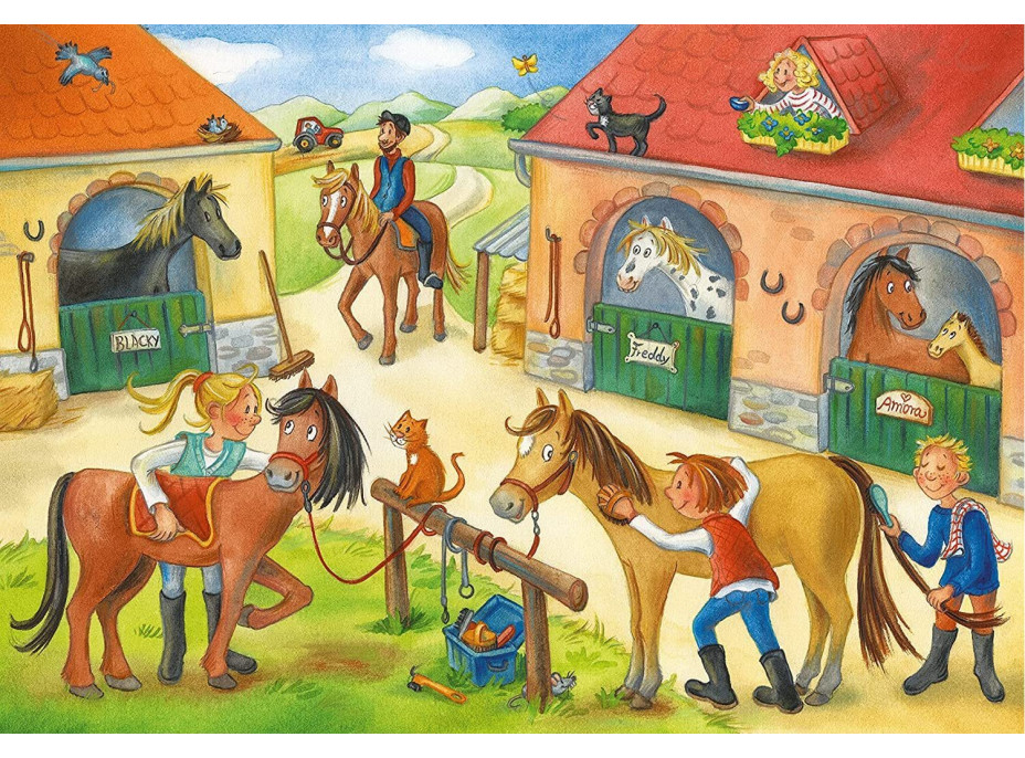 RAVENSBURGER Puzzle Prázdniny na statku s koňmi 2x12 dielikov