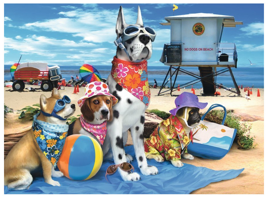 RAVENSBURGER Puzzle Zákaz psov na pláži XXL 100 dielikov
