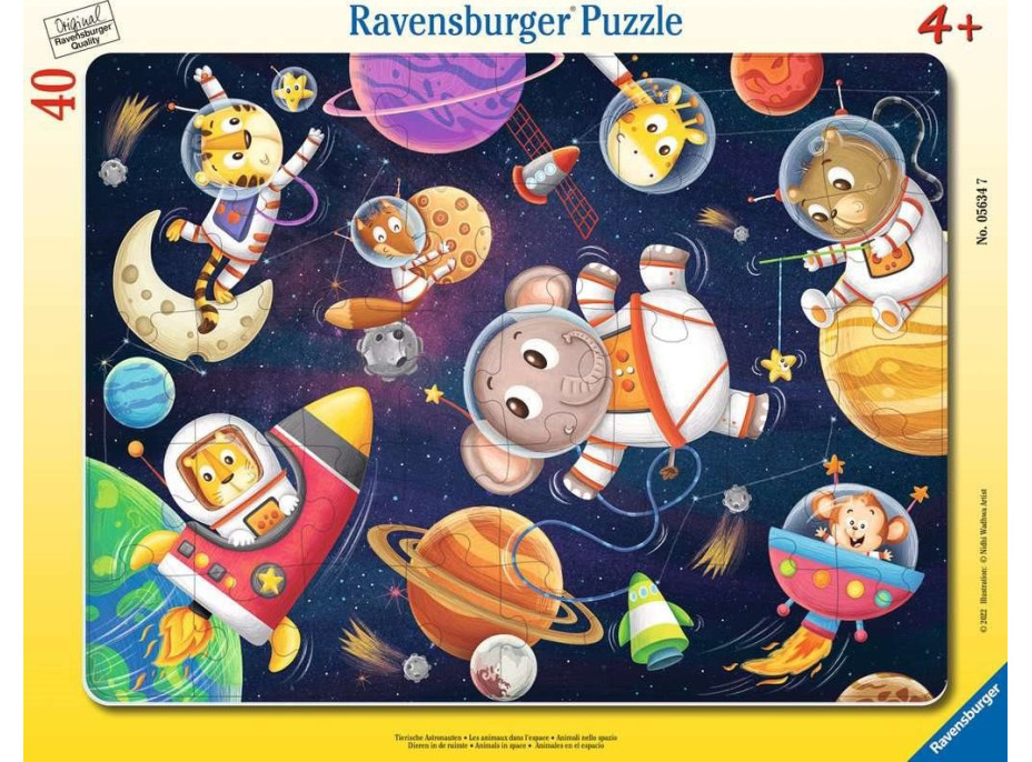 RAVENSBURGER Puzzle Zvieratká vo vesmíre 40 dielikov