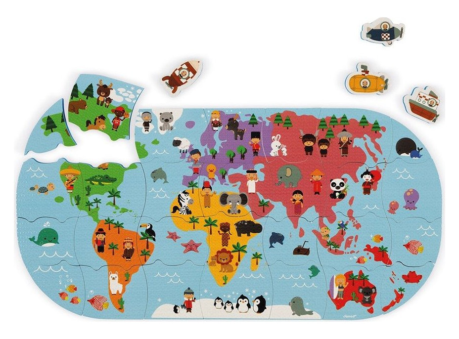 JANOD Puzzle do vane Mapa sveta 28 dielikov